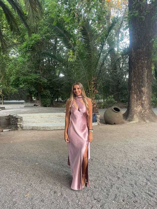 Vestido Marsella Escote asimétrico Palo Rosa